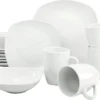 CreaTable 13915 Kombiservice Square Für 4 Personen, Porzellan, Weiß (1 Set, 16-teilig) -Kuechengeschirr 51c9ec9f224a70142919feabff66e801