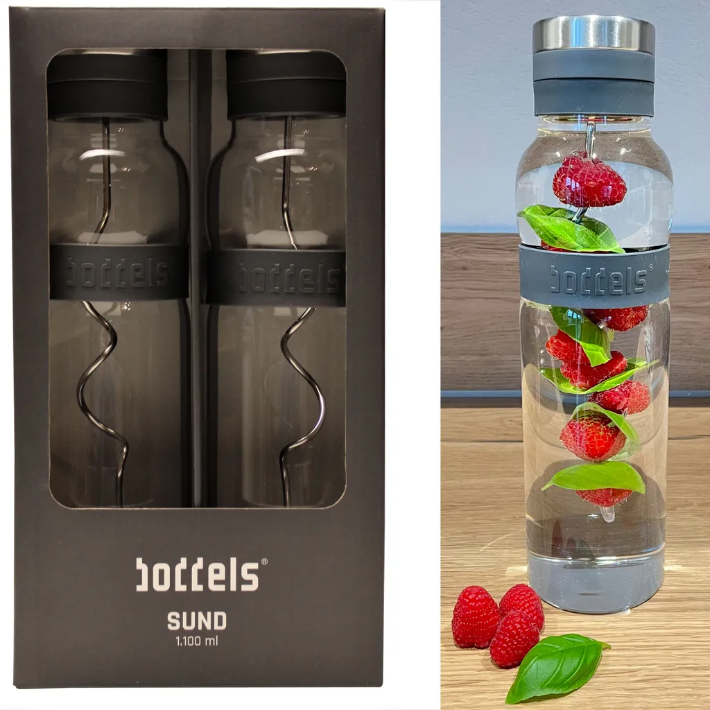 2er Set Glaskaraffen Mit Deckel - BODDELS SUND Wasserkaraffe Mit Fruchtspieß Und Filter 1,1L Anthrazit 3 2er Set Glaskaraffen Mit Deckel - BODDELS SUND Wasserkaraffe Mit Fruchtspieß Und Filter 1,1L Anthrazit