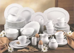CreaTable 16072 Kombiservice Arianne Für 8 Personen + Uni, Porzellan, Weiß (1 Set, 61-teilig) -Kuechengeschirr 5404ee2a95d478a9c3a02ff09bdb0346