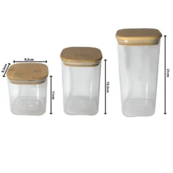 Loxis Vorratsgläser Set (3-teilig) – Eckige, Stabile Vorratsgläser Mit Bambusdeckel – 1x 1500ml / 1x 1100ml / 1x 750ml Große Vorratsdosen - Vielseitig Einsetzbare Und Aromadichte Vorratsbehälter -Kuechengeschirr 57952b2f86fef0699472cd958a38246a