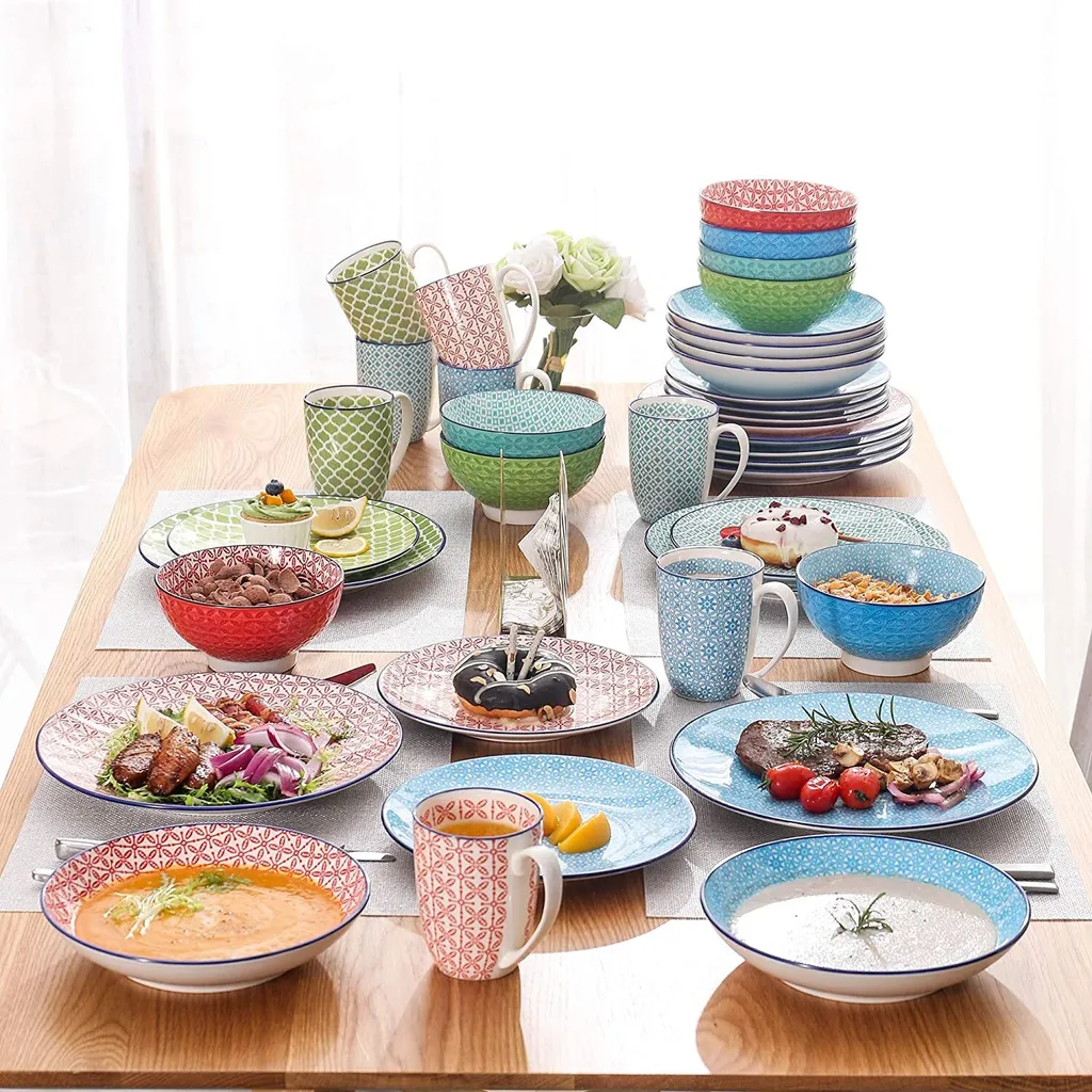 Kombiservice Porzellan, Vancasso Tafelservice Bunt, MACARON 40 Teilig Geschirrset, Mit Je 8 Speiseteller, Dessertteller, Müslischalen, Suppenteller Und Kaffeebecher Für 8 Personen 11 Kombiservice Porzellan, Vancasso Tafelservice Bunt, MACARON 40 Teilig Geschirrset, Mit Je 8 Speiseteller, Dessertteller, Müslischalen, Suppenteller Und Kaffeebecher Für 8 Personen – Bild 9