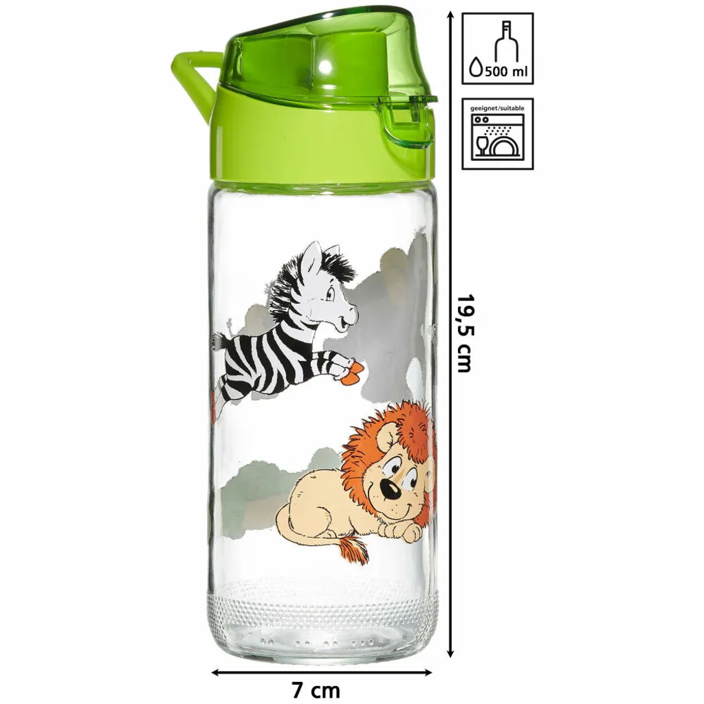 Ritzenhoff & Breker Trinkflasche Happy Zoo, Kinder Flasche, Glas, Bunt, 500 Ml, 812909 5 Ritzenhoff & Breker Trinkflasche Happy Zoo, Kinder Flasche, Glas, Bunt, 500 Ml, 812909 – Bild 3