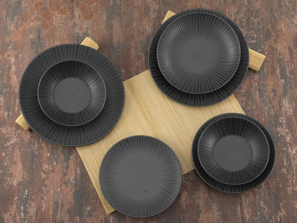 CreaTable 23211 Tafelservice Elements Collection Vesuvio Black Für 4 Personen, Steinzeug, Schwarz/grau (1 Set, 12-teilig) 16 CreaTable 23211 Tafelservice Elements Collection Vesuvio Black Für 4 Personen, Steinzeug, Schwarz/grau (1 Set, 12-teilig) – Bild 14