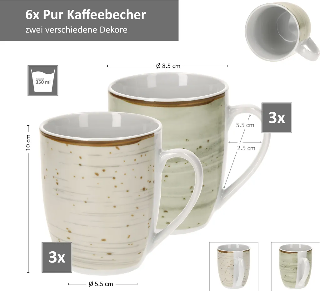 24tlg. Kombiservice Pur 6Pers Kaffeebecher Müslischale Kuchenteller + Speiseteller Flach Porzellan 7 24tlg. Kombiservice Pur 6Pers Kaffeebecher Müslischale Kuchenteller + Speiseteller Flach Porzellan – Bild 5