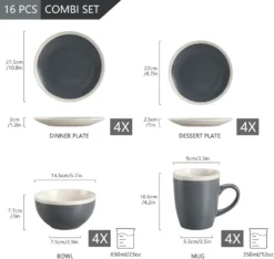 Tafelservice, Vancasso SEESAMI 16-teiliges Kombiservice Aus Steinzeug, Geschirrset Im Modernen Aussehen Für 4 Personen 11 Tafelservice, Vancasso SEESAMI 16-teiliges Kombiservice Aus Steinzeug, Geschirrset Im Modernen Aussehen Für 4 Personen -Kuechengeschirr 5fb65af87041cf90ef76c0cbb6657b23