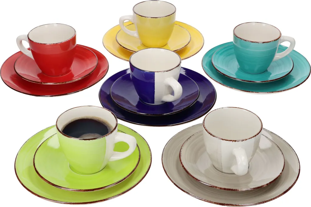 18tlg Kaffeeservice Malaga Kaffee Tee-Gedeck 6Pers Kaffeetassen Dessertteller Abstrakt Handbemalt 3 18tlg Kaffeeservice Malaga Kaffee Tee-Gedeck 6Pers Kaffeetassen Dessertteller Abstrakt Handbemalt