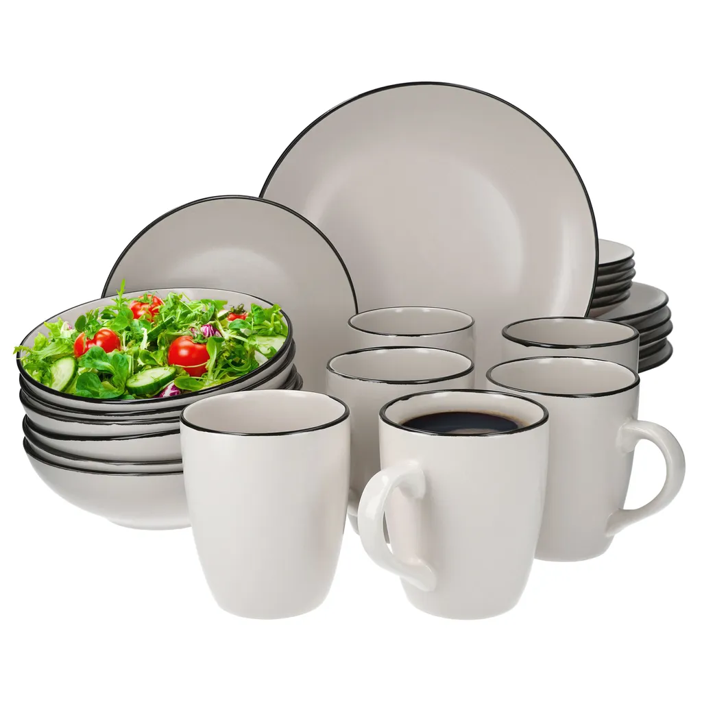 24tlg. Geschirrset Campo Creme 6 Pers. Kaffeebecher Suppenteller Kuchenteller Speiseteller 3 24tlg. Geschirrset Campo Creme 6 Pers. Kaffeebecher Suppenteller Kuchenteller Speiseteller