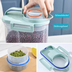 Vorratsdosen 2L Müslidosen Mit Messbecher BPA-frei Luftdicht Müsli Schüttdose Mit Deckel Kunststoff Vorratsbehälter Küche Aufbewahrungsbox Für Mehl Getreide Reis (Blau) -Kuechengeschirr 641ed4918052266cde235cfd056035e4