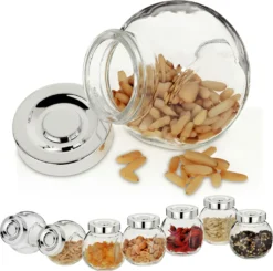 8tlg Vorratsdosenset Rosa 200 Ml Bonboniere Gewürzglas Schraubdeckel Silber Aufbewahrung Kräuter
