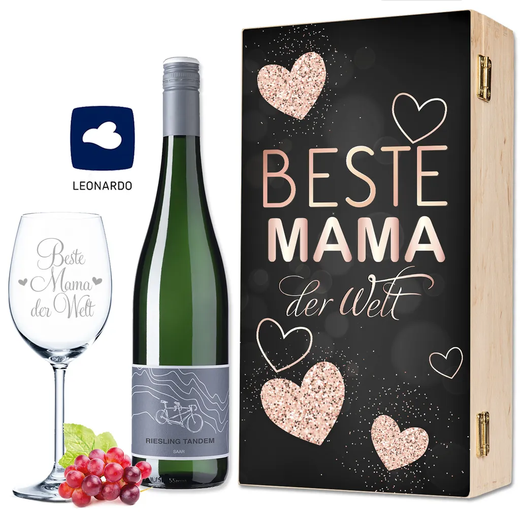 Leonardo Weinglas Beste Mama Der Welt Inkl. Bedruckter Holzkiste + Riesling Tandem - Geschenk Für Mama Ideal Als Muttert 3 Leonardo Weinglas Beste Mama Der Welt Inkl. Bedruckter Holzkiste + Riesling Tandem - Geschenk Für Mama Ideal Als Muttert
