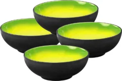 CreaTable 20220 Kombiservice Hot Green Für 4 Personen, Steinzeug, Rund, Grün/gelb/schwarz (1 Set, 16-teilig) -Kuechengeschirr 698841e1d93deeffabeda650a8696b88