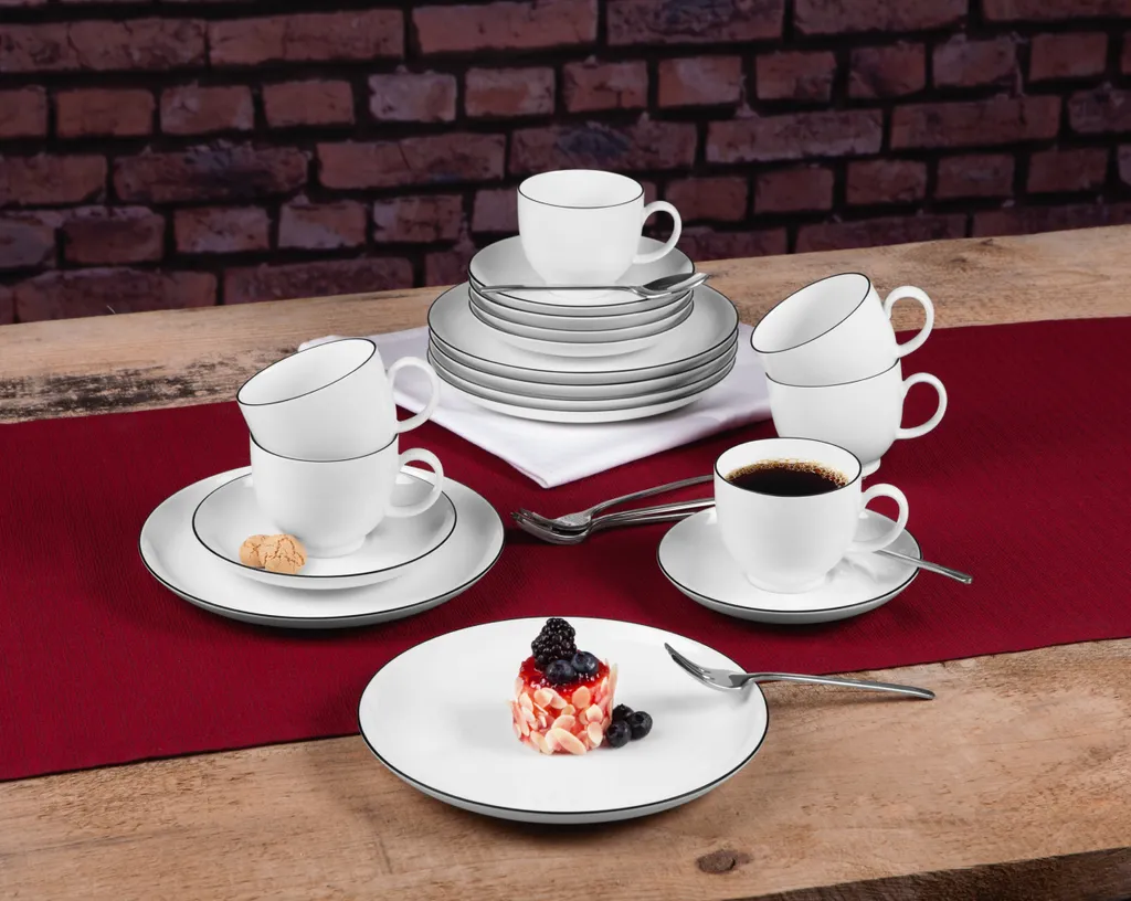 Seltmann Weiden Kaffeeservice Lido Schwarz Mit Farbrand Zeitlos 4 Seltmann Weiden Kaffeeservice Lido Schwarz Mit Farbrand Zeitlos – Bild 2