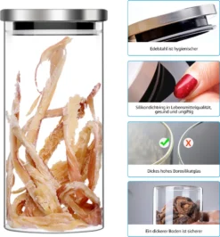 CMYBABEE Vorratsdose Glas 1400ML, Höhe 21 Cm, Vorratsglas Mit Deckel, Kaffeebohnen Behälter, Müslidose, Frischhaltedose Mit Große Einfüllöffnung (M, 1 Stück)