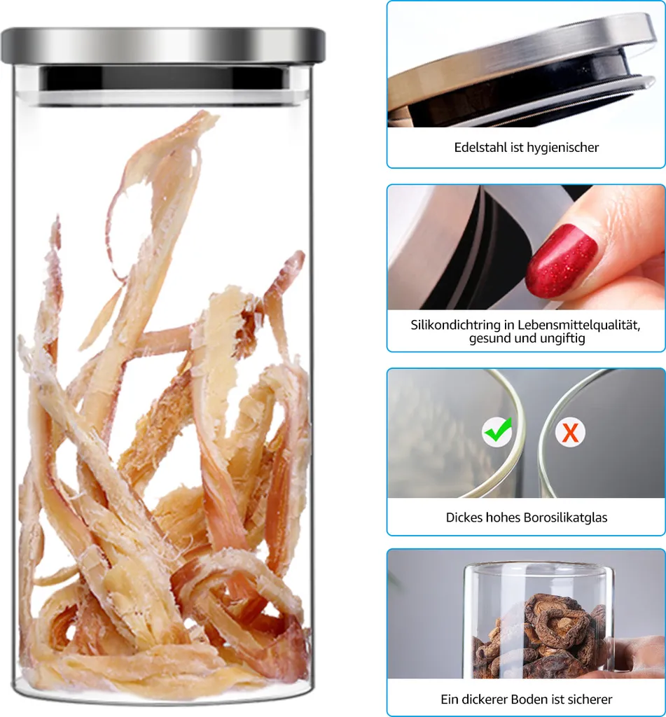 CMYBABEE Vorratsdose Glas 1400ML, Höhe 21 Cm, Vorratsglas Mit Deckel, Kaffeebohnen Behälter, Müslidose, Frischhaltedose Mit Große Einfüllöffnung (M, 1 Stück) 3 CMYBABEE Vorratsdose Glas 1400ML, Höhe 21 Cm, Vorratsglas Mit Deckel, Kaffeebohnen Behälter, Müslidose, Frischhaltedose Mit Große Einfüllöffnung (M, 1 Stück)