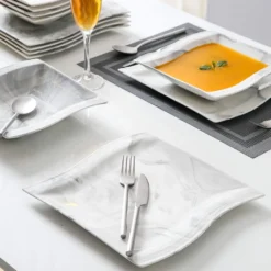 MALACASA, Serie Flora, Marmor Porzellan Tafelservice 24 Teiligen Set Kombiservice Geschirrset Mit 12 Speiseteller Und 12 Suppenteller Für 12 Personen 14 MALACASA, Serie Flora, Marmor Porzellan Tafelservice 24 Teiligen Set Kombiservice Geschirrset Mit 12 Speiseteller Und 12 Suppenteller Für 12 Personen -Kuechengeschirr 6d96bf2ed5aad77780b6303ed4ea1aa5
