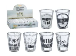 Schnapsgläser Shooter Stamper Partygläser 40 Ml / 4 Cl Mit Lustigen Sprüchen 24 Stück 6-fach Sortiert