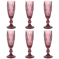 Gläser-Set (6 Tlg.) Sektglas - Vintage Look - 150ml - Violett