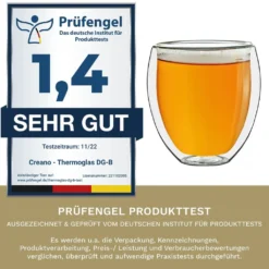 Creano Doppelwandige Gläser 400ml „DG-Bauchig“, 4er Set, Großes Thermoglas Doppelwandig Aus Borosilikatglas, Kaffeegläser, Teegläser, Latte Gläser, Doppelwandgläser -Kuechengeschirr 74dd3c40097948cdd458babf89896ccd