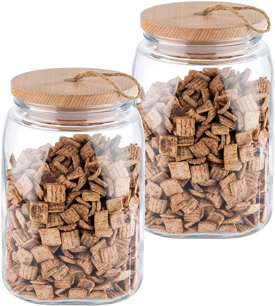 APS 2er Set Vorratsglas -WOODY- /// 14 X 14cm, H: 21 Cm /// Glas, Kiefernholz, Silikon /// 2,5 Liter /// 67514 3 APS 2er Set Vorratsglas -WOODY- /// 14 X 14cm, H: 21 Cm /// Glas, Kiefernholz, Silikon /// 2,5 Liter /// 67514