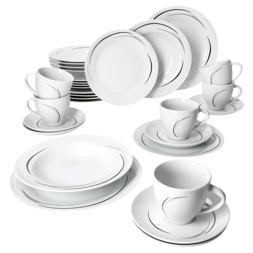 Mambo-Cat Kaffee-Tasse Porzellan-Becher Geschirr-Set Schüssel Bowl-Schale Tafel-Zubehör Suppen-Schälchen Speise-Teller Käse-Wurst Ess-Platte Frühstücks-Buffet Brunch Kuchen-Dessert Home Streifen-Grau Schwarz-Creme Kombi-Service Sechs-Personen 3 Mambo-Cat Kaffee-Tasse Porzellan-Becher Geschirr-Set Schüssel Bowl-Schale Tafel-Zubehör Suppen-Schälchen Speise-Teller Käse-Wurst Ess-Platte Frühstücks-Buffet Brunch Kuchen-Dessert Home Streifen-Grau Schwarz-Creme Kombi-Service Sechs-Personen