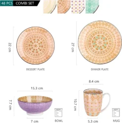 Vancasso Tafelservice Porzellan, Tulip Elegantes Geschirrset, 48 Teilig Kombiservice Mit Speiseteller, Dessertteller, Müslischalen Und Kaffeebecher Für 12 Personen -Kuechengeschirr 7e003e276a7973763375c4ce3f8f7f55