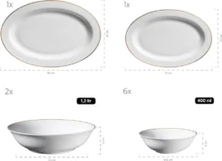 Mäser 931735 Kombiservice Professional Dining Für 6 Personen, Porzellan, Weiß (1 Set, 24-teilig) -Kuechengeschirr 7e445427924b46d7017d479dd3f1dac2