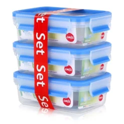 Emsa Clip & Close Frischhaltedosen 3er-Set á 0,55 L, Blau -Kuechengeschirr 7efda650e6f33e18742746b6d3360551