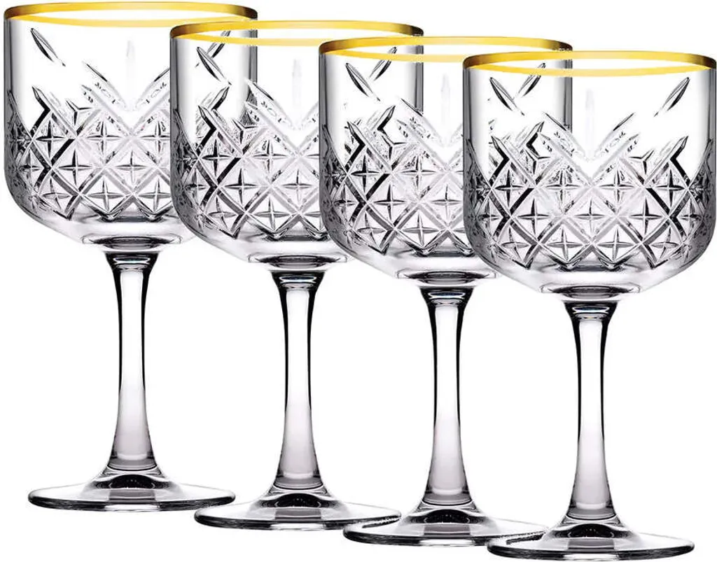 Pasabahce Timeless Golden Touch Kelchgläser 4er Set, Weingläser, 330ml 4 Pasabahce Timeless Golden Touch Kelchgläser 4er Set, Weingläser, 330ml – Bild 2