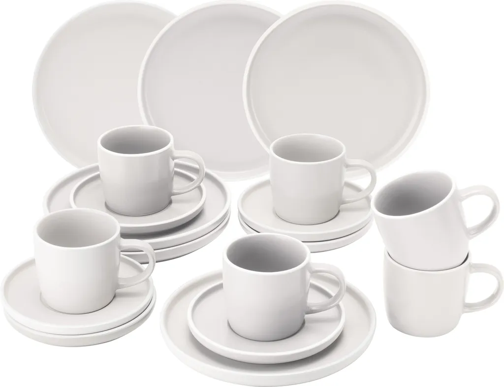 18tlg. Kaffeeservice Lea 6 Personen Kuchenteller Kaffee-Tasse Weiß Steingut 4 18tlg. Kaffeeservice Lea 6 Personen Kuchenteller Kaffee-Tasse Weiß Steingut – Bild 2