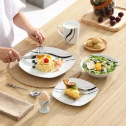 VEWEET Tafelservice 'Teresa' Aus Porzellan 20 Teilig, Geschirrset Beinhatlet Eierbecher, Kaffeetassen, Müslischalen, Dessertteller Und Flachteller, Geschirrservice Für 4 Personen -Kuechengeschirr 859a7535d1a6a05f8f0e27ca48fa7f6d