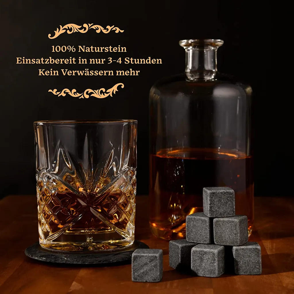 GOURMEO 9 Whisky Steine Im Set In Der Holzbox Aus Natürlichem Basalt 4 GOURMEO 9 Whisky Steine Im Set In Der Holzbox Aus Natürlichem Basalt – Bild 2