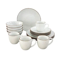 CreaTable 20317 Kombiservice Vintage Nature Für 4 Personen, Porzellan, Weiß (1 Set, 16-teilig) -Kuechengeschirr 86be4e87b44ae4a434dd60ea64a0b684