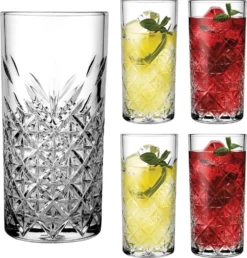 Pasabahce Timeless 52820 Longdrink Glas Wassergläser Kristall Design 4´er Set Transparent 295 Ml