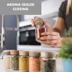 Klarstein Glaswerk Cassia Gewürzgläser Vorratsgläser Gewürzgläserset , 6 X 130 Ml , Borosilikatglas , Deckel Aus Akazienholz , Stapelbares Design , Luftdichte Aufbewahrung 13 Klarstein Glaswerk Cassia Gewürzgläser Vorratsgläser Gewürzgläserset , 6 X 130 Ml , Borosilikatglas , Deckel Aus Akazienholz , Stapelbares Design , Luftdichte Aufbewahrung -Kuechengeschirr 879e3693debcf29b06d125af218ddedf