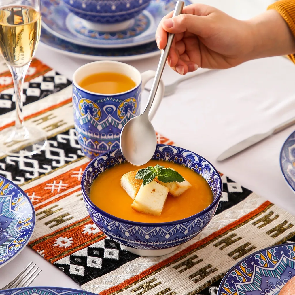 Vancasso Tafelservice Porzellan, Mandala 16 Teiliges Essgeschirr Kombiservice, Handbemaltes Geschirrset Für 4 Personen, Böhmischer Stil 7 Vancasso Tafelservice Porzellan, Mandala 16 Teiliges Essgeschirr Kombiservice, Handbemaltes Geschirrset Für 4 Personen, Böhmischer Stil – Bild 5