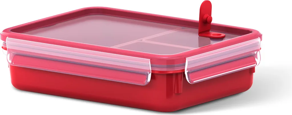 Emsa Mikrowellendose CLIP & MICRO 1,2 Liter Mit Einsätzen Transparent / Rot 5 Emsa Mikrowellendose CLIP & MICRO 1,2 Liter Mit Einsätzen Transparent / Rot – Bild 3