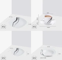 VEWEET Tafelservice 'Teresa' Aus Porzellan, 60-tlg Kombiservice Mit Kaffeetassen 175 Ml, Untertasse, Dessertteller, Speiseteller Und Suppenteller, Komplettservice Für 12 Personen -Kuechengeschirr 8a4adb6215835f9d92c5ef471e2b6e33