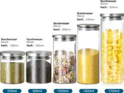 CMYBABEE Vorratsdose Glas 1400ML, Höhe 21 Cm, Vorratsglas Mit Deckel, Kaffeebohnen Behälter, Müslidose, Frischhaltedose Mit Große Einfüllöffnung (M, 1 Stück) 15 CMYBABEE Vorratsdose Glas 1400ML, Höhe 21 Cm, Vorratsglas Mit Deckel, Kaffeebohnen Behälter, Müslidose, Frischhaltedose Mit Große Einfüllöffnung (M, 1 Stück) -Kuechengeschirr 8c2aba048c153f8b23bd0dd252f7ceb7