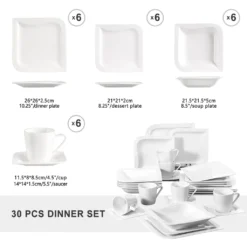 MALACASA, Serie Joesfa, 30 Tlg. Cremeweiß Porzellan Geschirrset Kombiservice Tafelservice Im Eleganten Design Mit Je 6 Tassen, 6 Untertassen, 6 Dessertteller, 6 Suppenteller Und 6 Speiseteller 13 MALACASA, Serie Joesfa, 30 Tlg. Cremeweiß Porzellan Geschirrset Kombiservice Tafelservice Im Eleganten Design Mit Je 6 Tassen, 6 Untertassen, 6 Dessertteller, 6 Suppenteller Und 6 Speiseteller -Kuechengeschirr 8c5b8b638b93c0d260aade35c38c8866