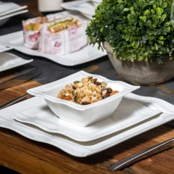 MALACASA, Serie Mario, 28-teilig Kombiservice Aus Porzellan Geschirrset Mit Je 6 Schalen, 6 Dessertteller, 6 Suppenteller, 6 Speiseteller, 2 Rechteckige Platten Und 2 Salz- Und Pfefferdosen -Kuechengeschirr 8c97bdfc228b0fbf0bb2c77186a594f3