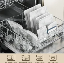 MALACASA, Serie Blance, Kombiservice 30 Tlg. Marmor Porzellan Geschirrset Eckig Tafelservice Mit 180 Ml Kaffeetassen, Untertassen, Dessertteller, Tiefteller Und Flachteller -Kuechengeschirr 8d498625edeefcef21b73e728d331d1f