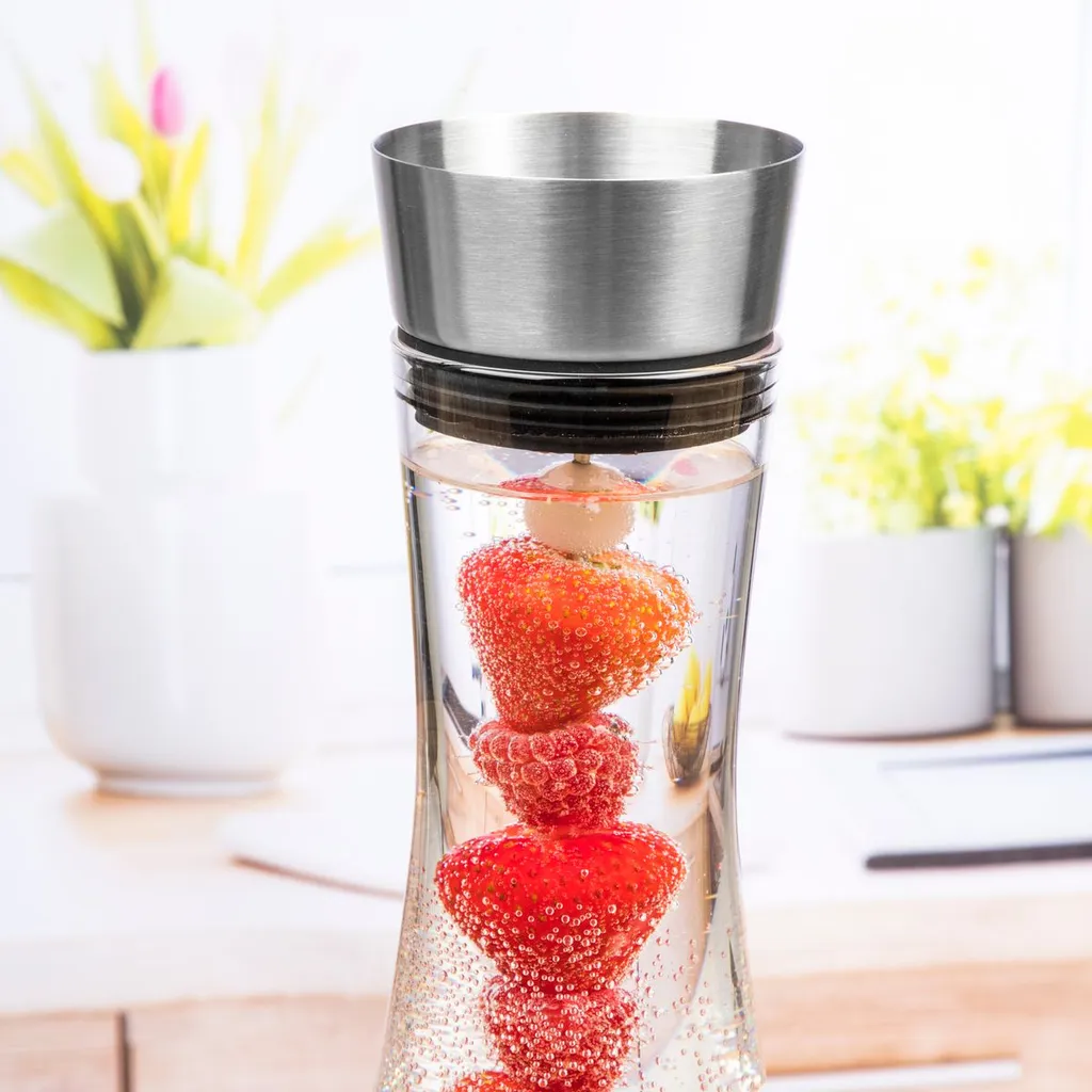 Wasserkaraffe Glas 1 L Mit Früchtespieß Edelstahl Ausguss 9 Wasserkaraffe Glas 1 L Mit Früchtespieß Edelstahl Ausguss – Bild 7