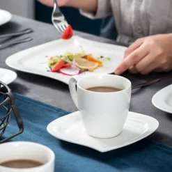 MALACASA, Serie Elvira, 36 Teilig Cremeweiß Porzellan Geschirrset Tafelservice Kaffeeservice Mit Tassen, Untertassen, Dessertteller Für 12 Person -Kuechengeschirr 8ef60b54be7af4821872ea1cd5239ea9