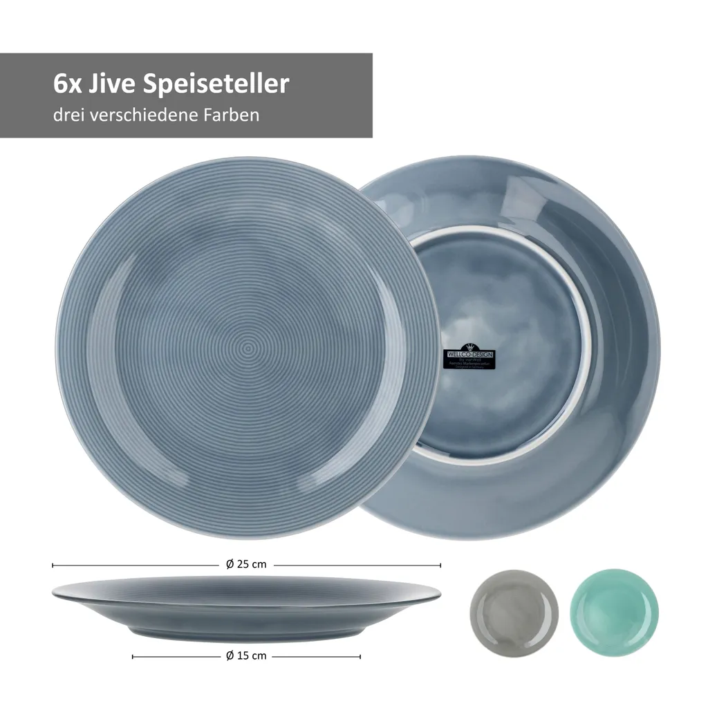 24tlg Geschirrset Jive 6Pers Kaffeebecher Suppenteller Kuchenteller Speiseteller Porzellan Bunt 10 24tlg Geschirrset Jive 6Pers Kaffeebecher Suppenteller Kuchenteller Speiseteller Porzellan Bunt – Bild 8