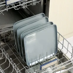 LOVECASA Tafelservice, 4-tlg Set Quadratische Speiseteller Aus Steingut, Flachteller, Frühstücksteller Für 4 Personen, Grau -Kuechengeschirr 92a3ee054e1f9d9308156c8724a4f2e1