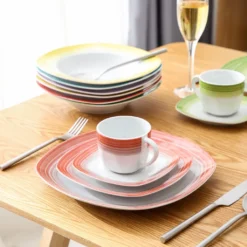 VEWEET Tafelservice 'SPARK' Aus Porzellan, 60-tlg Kombiservice, Kaffeetassen, Untertasse, Dessertteller, Speiseteller Und Suppenteller, Komplettservice Für 12 Personen 15 VEWEET Tafelservice 'SPARK' Aus Porzellan, 60-tlg Kombiservice, Kaffeetassen, Untertasse, Dessertteller, Speiseteller Und Suppenteller, Komplettservice Für 12 Personen -Kuechengeschirr 974f34bf3ba1da919b2438fbb3d659bb