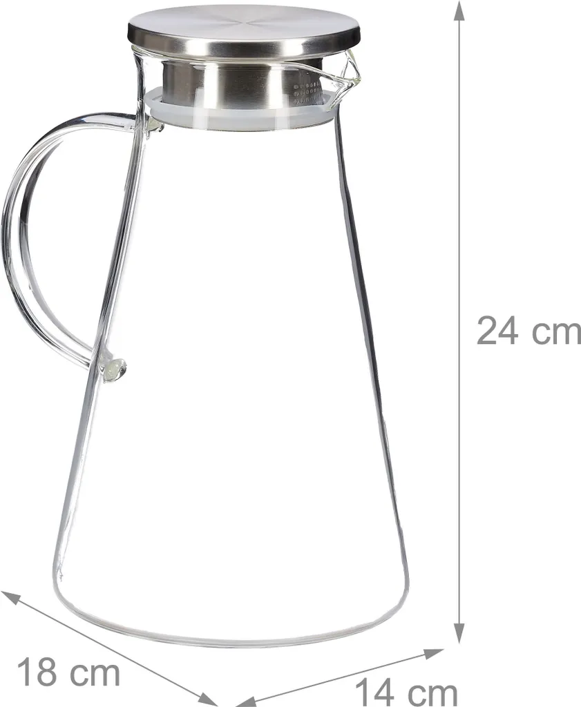 Relaxdays Glaskaraffe Mit Deckel 1,8 Liter 11 Relaxdays Glaskaraffe Mit Deckel 1,8 Liter – Bild 9