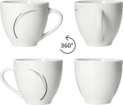 Van Well 18tlg. Kaffee-Service Home Für 6 Personen I 6x Tasse 180ml, 6x Untertasse + 6x Kuchenteller I Porzellan-Geschirr Mit Streifen In Grau, Schwarz & Creme I Kaffeepott, Dessert-Teller -Kuechengeschirr 9d0242c16a7ce12d1c903bb9532f36e9
