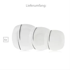 Sänger SÄNGER Porzellan Geschirrset Bilgola Black Lines, Tafelservice 18 Teilig Für 6 Personen -Kuechengeschirr 9de7f4b4c7e7ca0643a51a4523ce2a5b