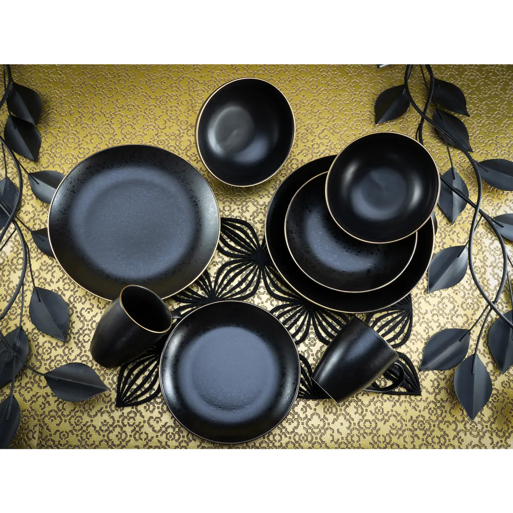 CreaTable 22699 Kombiservice Industrial Gold BLACK Für 4 Personen, Steinzeug, Schwarz (1 Set, 16-teilig) 8 CreaTable 22699 Kombiservice Industrial Gold BLACK Für 4 Personen, Steinzeug, Schwarz (1 Set, 16-teilig) – Bild 6